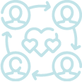 Figures circling a heart icon