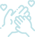 Child hand in an adult hand icon