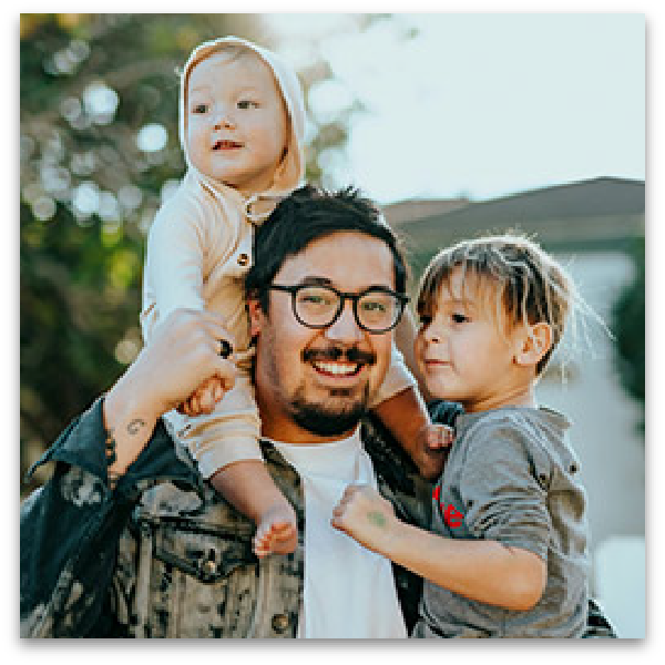 Father with two children